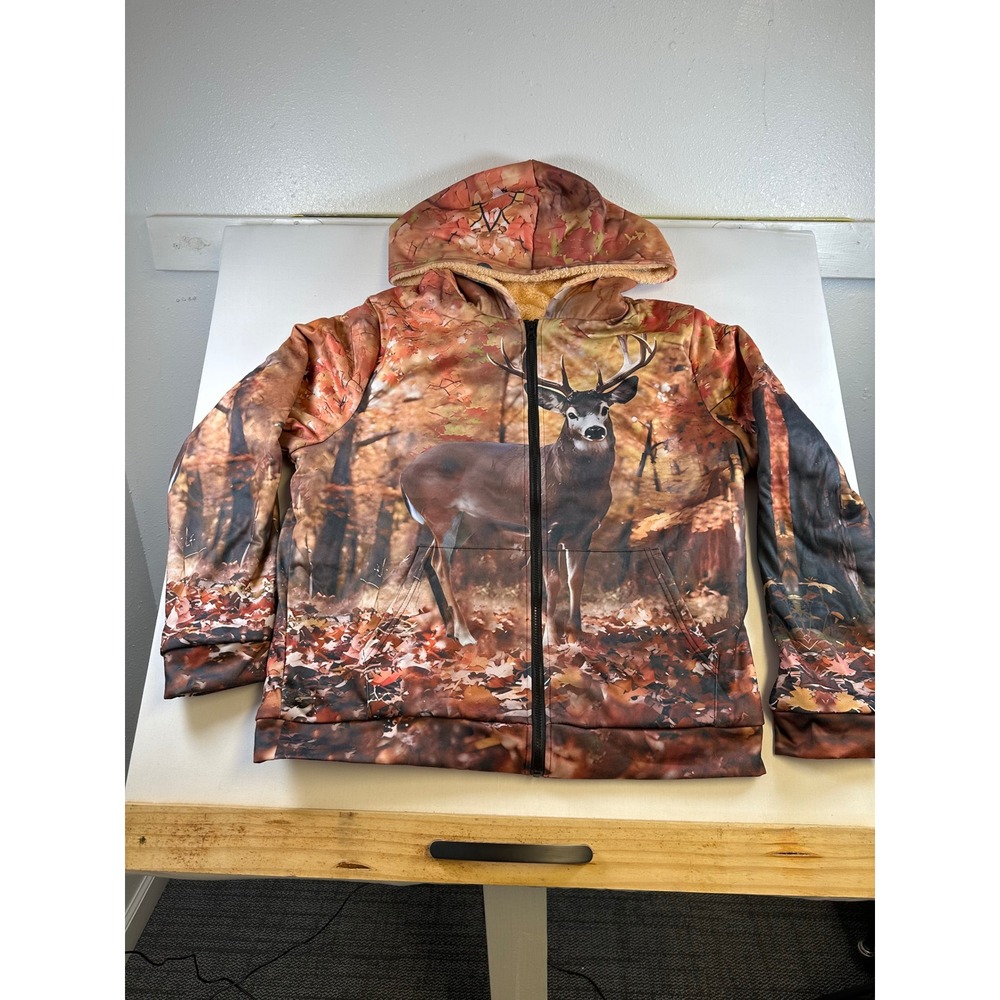 OUKU Men's XL Deer Print fleece lined‎ Jacket